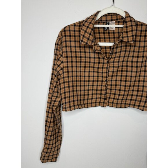 H&M Brown Plaid Crop Top - Picture 2 of 12